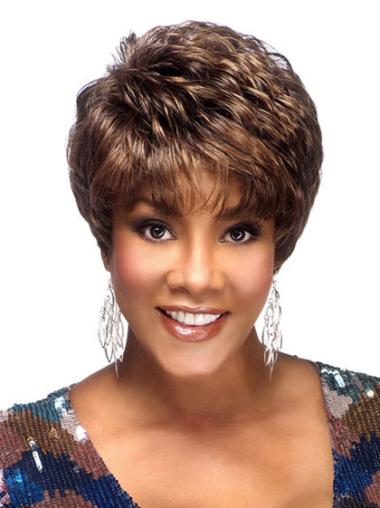 Synthetic Wavy Wig Great Cropped Capless African American Wigs For Seniors