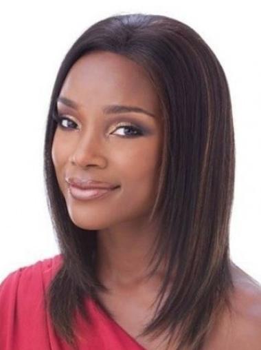 Human Hair Wigs Medium Length Exquisite Lace Front Shoulder Length Black People Natural Human Hair Wig