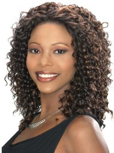 Shoulder Length Wigs Synthetic Synthetic Kinky Brown Capless African American Wig Styles