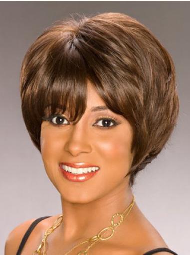 Wavy Bob Wig Synthetic Wavy Brown Short Bobs For African American Women