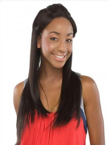 Long White Human Hair Wig Straight Lace Front Black Stylish African American Human Wig For Black Hair