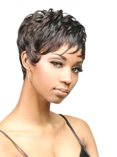 Wet And Wavy Synthetic Wigs Boycuts Black Capless Pretty Wigs For Black Women