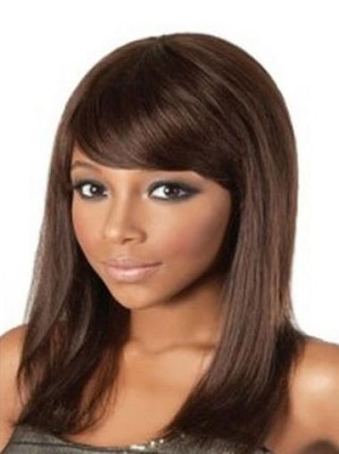 Medium Brown Wigs Human Hair Wigs Auburn With Bangs Shoulder Wigs Human Hair African American