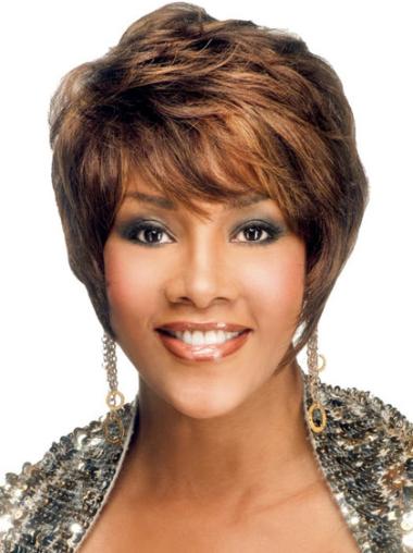 Short Straight Wigs Straight Brown Gorgeous Black Women Afro Short Wig