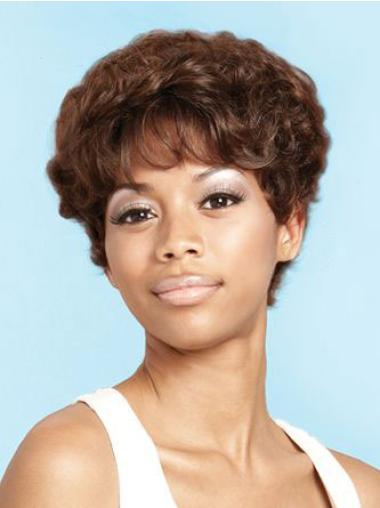 Short Curly Wigs For Women Short Black Women Brown Streaks Wigs Layered