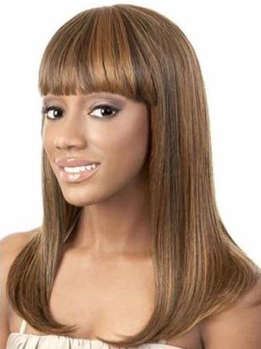 Medium Length Wigs Blonde Human Hair Wigs Yaki Brown 14 Inches Wigs For Black Women Human Hair