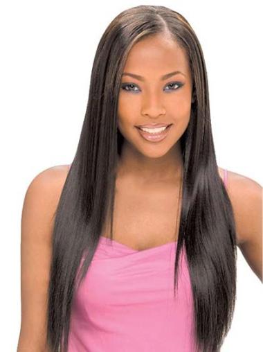 Long Straight Wigs Sassy Black Straight Without Bangs Lace Front Wigs For African American Women