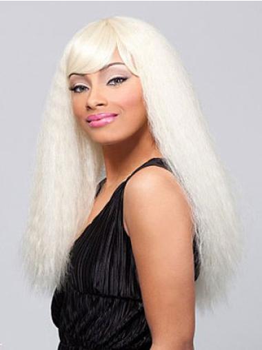 Long Blonde Human Hair Wig Straight Blonde 22 Inches Human Hair Wigs For African American