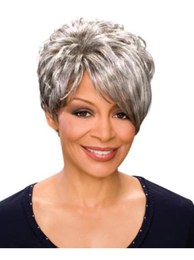 Short Grey Hair Wigs Modern Short Capless Grey Wigs For African American Women
