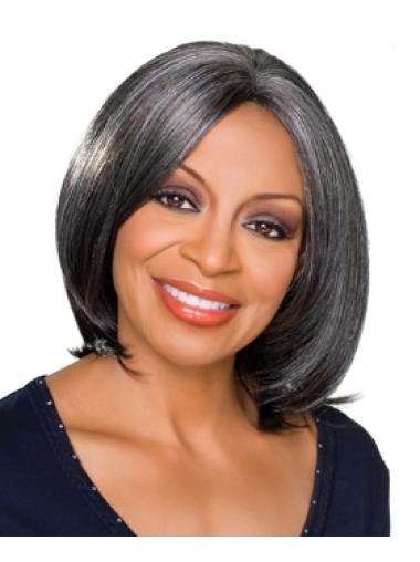 Grey Synthetic Wig Straight African American Women Grey Hair Wigs