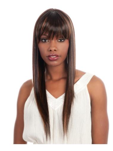 Long Hair Synthetic Wigs Synthetic Straight Brown 23 Inches African American Wig Brands