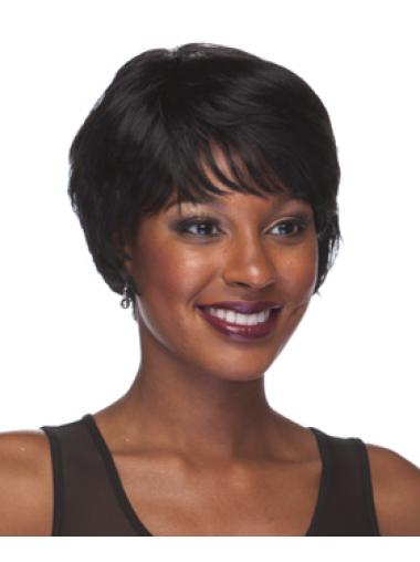 Silver Grey Human Hair Wigs Short Short Indian Remy Hair Wigs With Bangs For Black Women