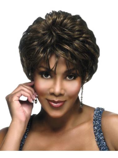 Human Hair Wigs Cropped Brown Layered Capless Cropped Human Hair Wig For Black Women