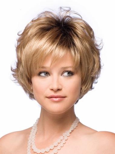 Wet And Wavy Wigs Short New Layered Synthetic Blonde Short Capless Wavy Wig