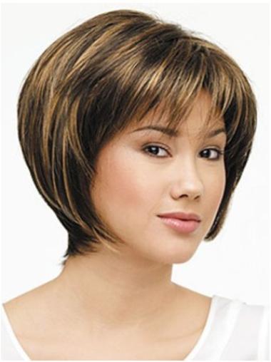 Bob Wig Wonderful Synthetic Straight Brown Durable Bob Natural Looking Lace Front Wigs