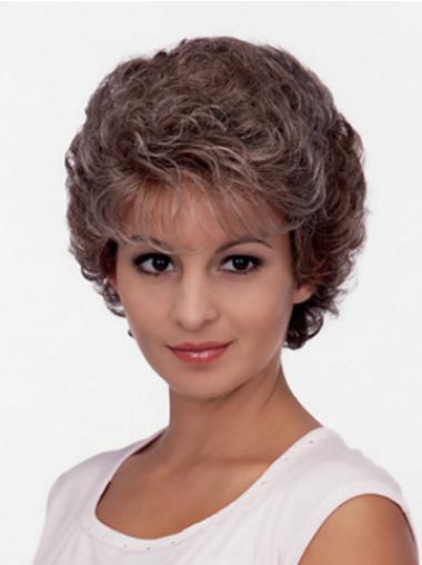 Short Curly Wigs For Ladies Short Curly Classic Brown No-Fuss Classic Synthetic Wigs For Sale