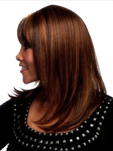 Shoulder Length Straight Wigs With Bangs Auburn Straight Shoulder Length Capless Great Synthetic Wigs