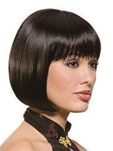 Salt And Pepper Bob Wig Natural Straight Chin Length Bobs Synthetic Wigs For Black Hair
