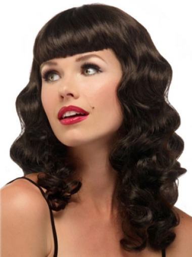 Long Wavy Synthetic Wigs Capless Long Wavy 16 Inches African American Wigs With Bangs Synthetic