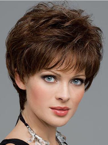 Short Wavy Wigs Synthetic Brown Boycuts Synthetic Fashion Wig Short Lace Front
