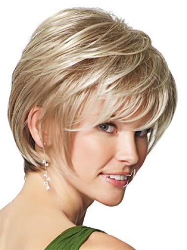 Short Straight Wigs Hairstyles Blonde Straight Synthetic Capless Short Wigs