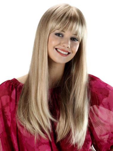 Synthetic Wigs Long Hair New Straight Long Capless Synthetic Blonde Wig With Bangs