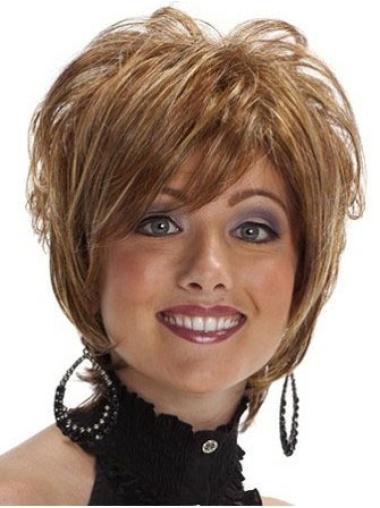 Short Wavy Wigs Great Layered Wavy Brown Short Synthetic Wigs For African American