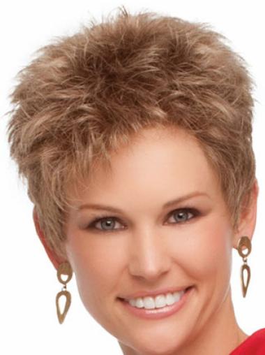 Short Wavy Wigs Stylish Wavy Cropped Capless Synthetic Natural Blonde Wigs