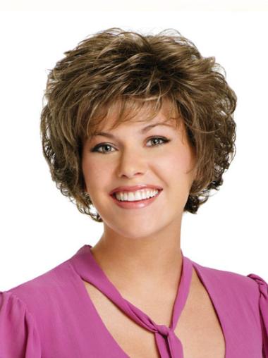 Curly Short Wigs Capless Classic Brown Designed Short Curly Synthetic Wigs