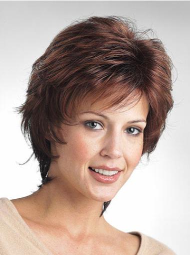 Short Wet And Wavy Wigs Layered Brown Modern Classic Most Realistic Synthetic Wigs