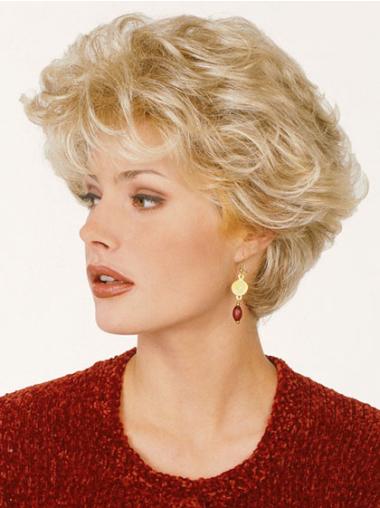 Short Wet And Wavy Wigs Wavy Synthetic Classic No-Fuss Blonde Short Hair Wigs