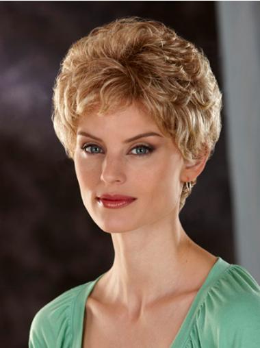 Short Wavy Wigs Fashionable Lace Front Wavy Short Synthetic Blonde Wigs