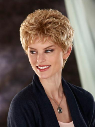 Short Wavy Wig Gorgeous Capless Wavy Cropped Synthetic Blonde Hair Wigs For Sale