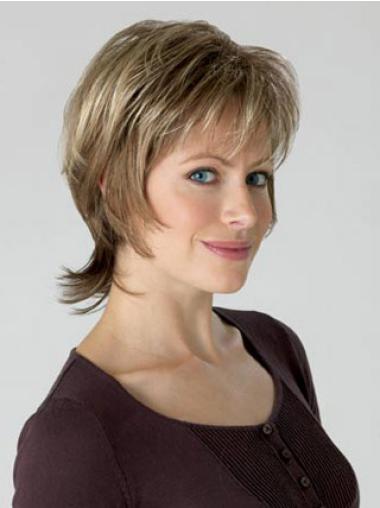 Wet And Wavy Wigs Capless Layered Chin Length Synthetic Wavy Blonde Wig