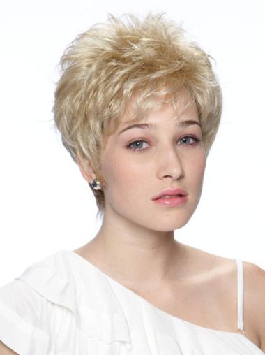 Synthetic Wavy Wig Capless Boycuts Cropped Exquisite Synthetic Real Blonde Wigs