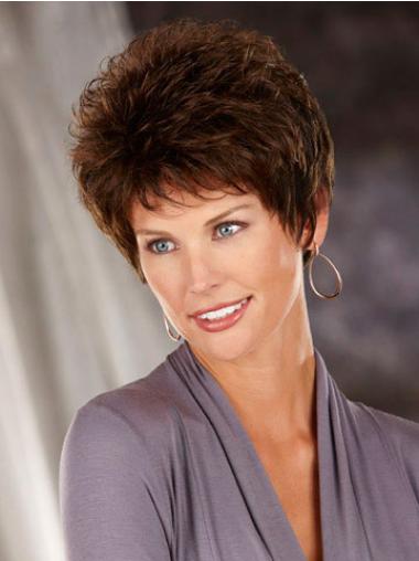 Short Wavy Bob Wigs Brown Wavy Capless Perfect Classic Synthetic Hair Womens Wigs