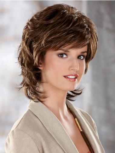 Soft Wavy Wigs Brown Wavy Capless Classic Women'S Synthetic Layered Wig