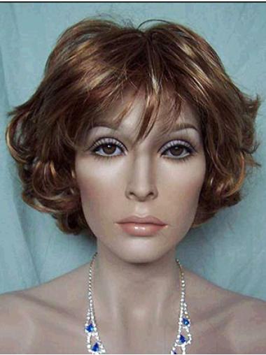 Short Wavy Wigs High Quality Wavy Lace Front Short Brown Blonde Wig