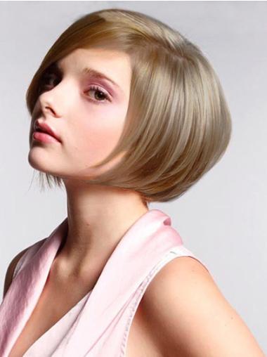 Short Bob Wigs Synthetic Straight Chin Length Blonde 8 Inches Best Synthetic Lace Front Wigs