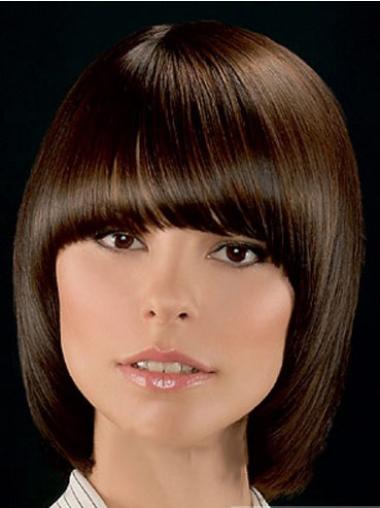 Short Bob Wigs Lace Front Straight Chin Length Brown 10 Inches High Rated Synthetic Wigs
