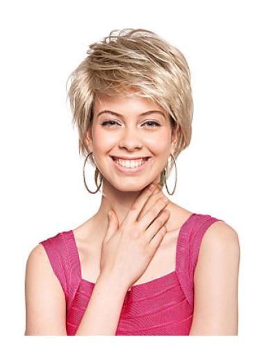 Straight Short Best Wigs Great Straight Blonde Short Synthetic Capless Wigs