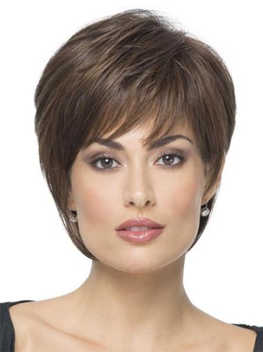 Short Straight Best Wigs Discount Boycuts Brown Short Capless Synthetic Wig