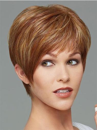 Capless Wigs Milady Fashion Cropped Boycuts Brown Synthetic Capless Women'S Wigs