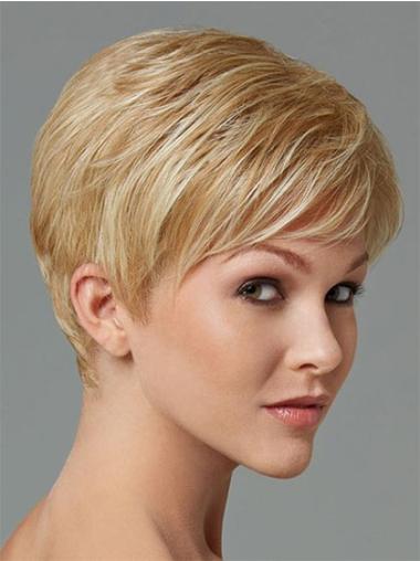 Capless Wig Fine Natural Capless Cropped Boycuts Synthetic Affordable Blonde Wigs