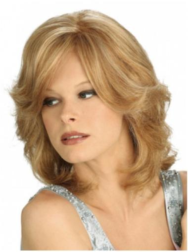 Wigs Medium Length Wavy Layered Wavy Shoulder Length Synthetic Great Glueless Lace Wigs
