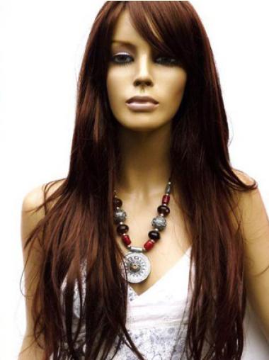 Long Human Hair Wig Fashionable Long 26" Lace Front Layered Wigs 100% Human Hair