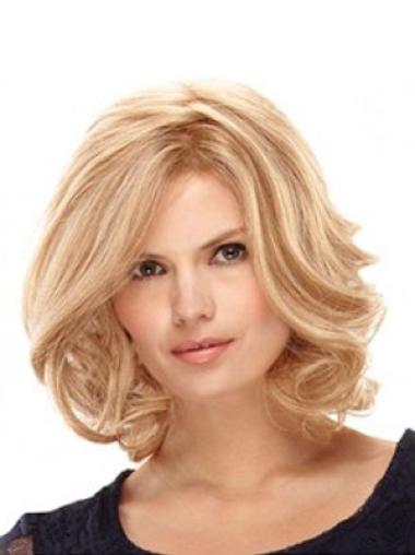 Medium Length Wigs Wavy Hair Wigs Layered Wavy Shoulder Length Synthetic Ideal No Glue Lace Wigs