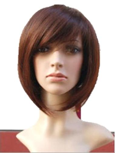 Human Hair Bobs Wigs 10" Straight Bobs Designed Auburn Color Human Hair Wig