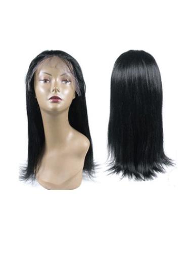 Long Curly Human Hair Wigs 14" Straight Without Bangs Black Flexibility Full Lace Human Hair Wigs