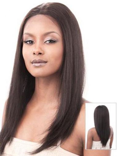 Long Black Wig Human Hair Auburn Without Bangs Long African American Monofilament Wigs